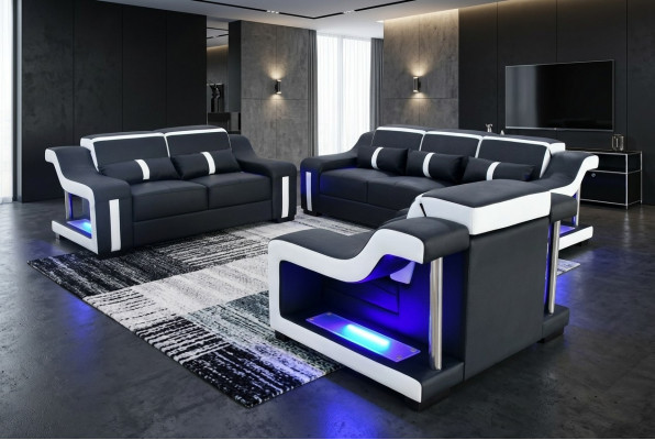 Sofasett 3+2+1 Sëtzer Set Design Canapé Polster Couchen Beliicht Couch