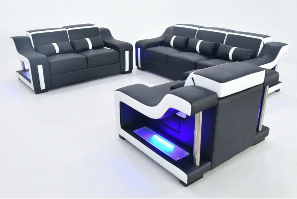 Sofasett 3+2+1 Sëtzer Set Design Canapé Polster Couchen Beliicht Couch