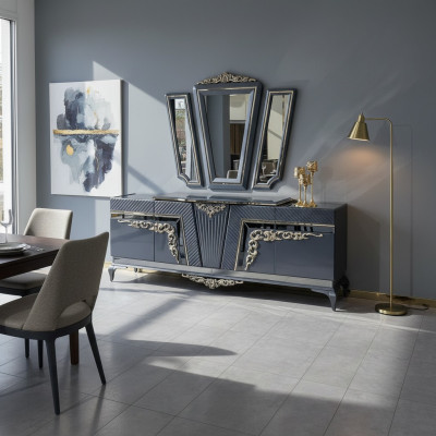 Sideboard Modern Kommode Anrichte Schaf mat 3 Spigelen Stauraum Barock