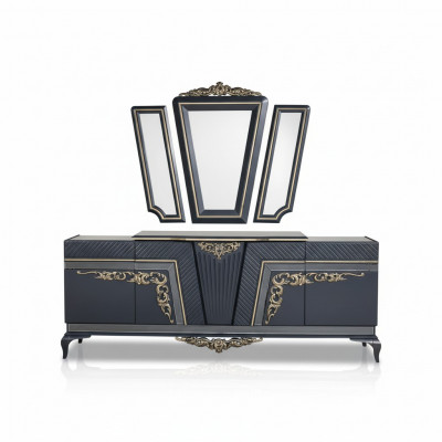 Sideboard Modern Kommode Anrichte Schaf mat 3 Spigelen Stauraum Barock