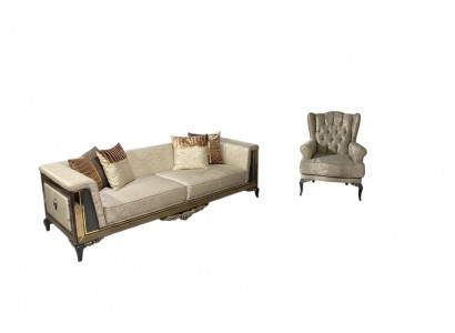 Design Sofas Polstersofaen Textil Relax Sofagarnitur 3+1 Sëtz Set