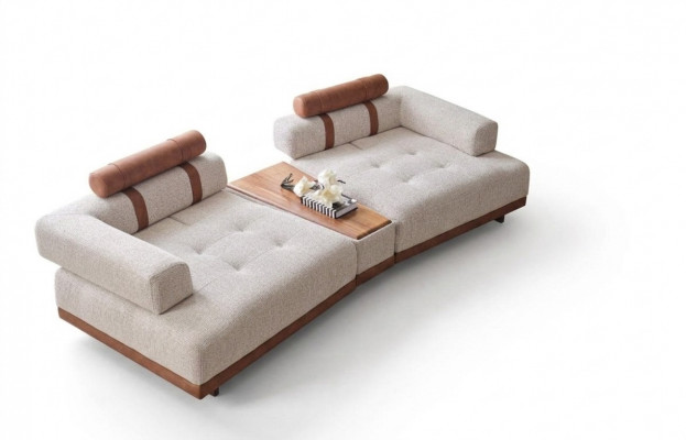 Modern beige Canapé 3 Sëtz Luxus Wunnzëmmermiwwelen Design Dräisëtzer Stil Grouss XXL