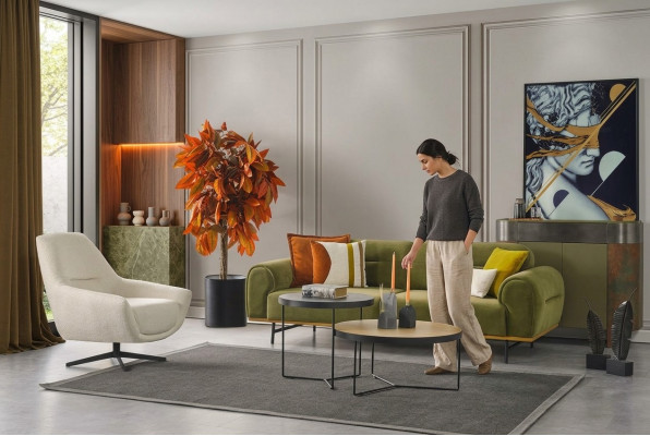 Modern Sofagarnitur 3 + 1 Sëtzer Gréng Couchen Design Stuff Set 2tlg