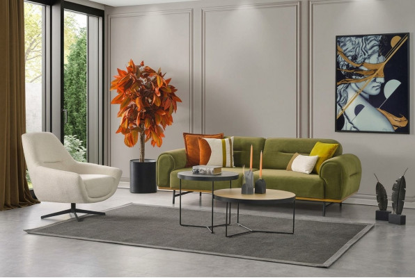 Modern Sofagarnitur 3 + 1 Sëtzer Gréng Couchen Design Stuff Set 2tlg