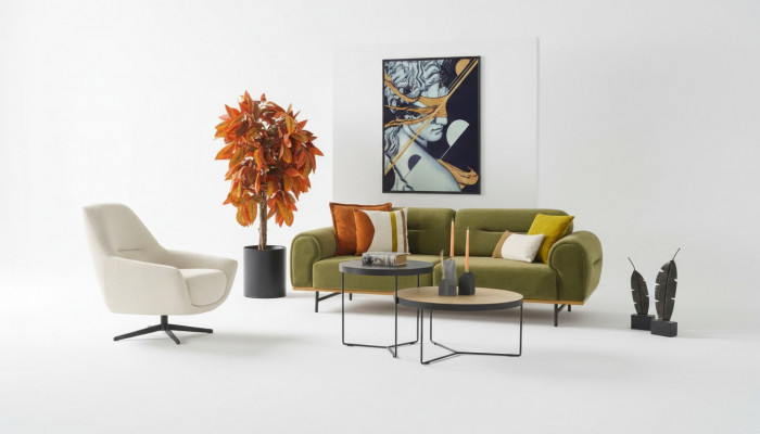 Modern Sofagarnitur 3 + 1 Sëtzer Gréng Couchen Design Stuff Set 2tlg