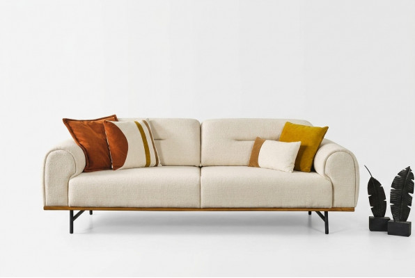 Modern Sofa 3 Sëtzer Luxus Beige Design Miwwelen am Wunnzëmmer Couchen