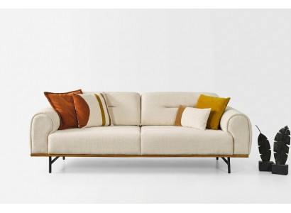 Modern Sofa 3 Sëtzer Luxus Beige Design Miwwelen am Wunnzëmmer Couchen