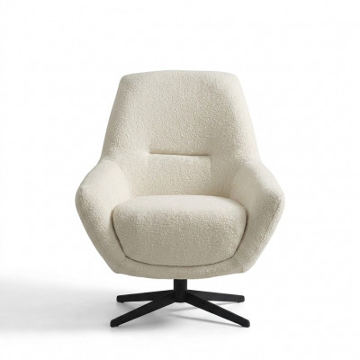 Luxus Fotel Beige Dréibar Wunnzëmmer Stil Polsterung Textil Lounge Club
