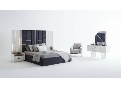 Schlafzimmer Möbel Nachttisch Polster Bett Schminktisch Komplett Set 5tlg