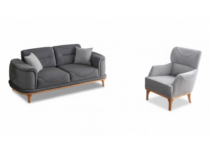Modernt grott 2-deeliege Wunnzëmmer-Set Dräisëtzersofa an Fauteuil