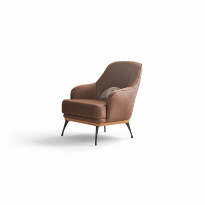 Gemittlechen Designer-Sëtz aus brongem Stoff fir d'Wunnzëmmer Nei