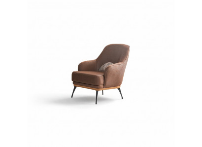Gemittlechen Designer-Sëtz aus brongem Stoff fir d'Wunnzëmmer Nei