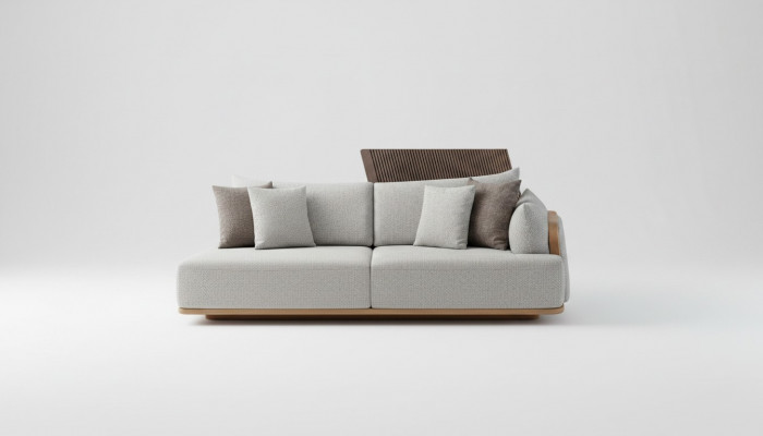 Luxuriéisen 3-Sëtzer Sofa Helleg Faarw Modern Miwwelen am Wunnzëmmer