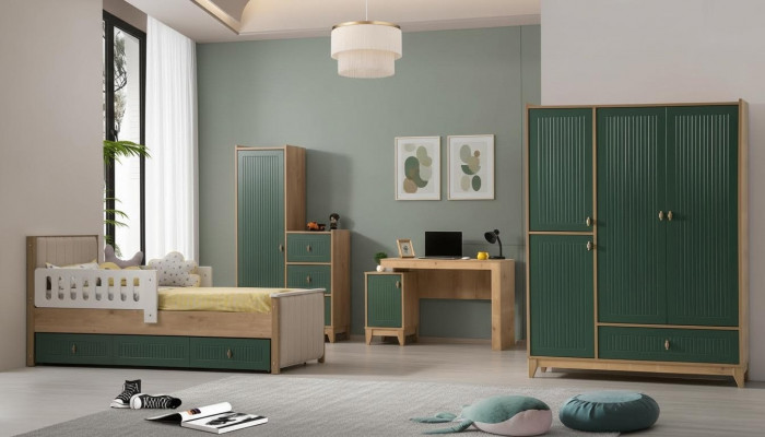 Kannerzëmmer Set besteet aus Bett+2x Kleederschaf+Schreifdësch 4tlg.