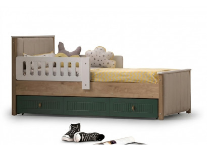 Stilvoll Kannerbett 200 cm Jugendbett Holz Kannerzëmmer Stoff Modern.