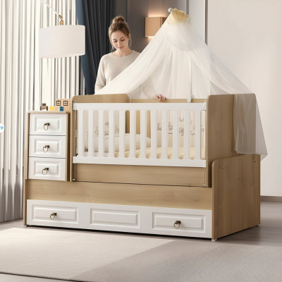 Stilvollt Kannerbett aus hellem Holz luxuriéise Bettrahmen Perfekt nei