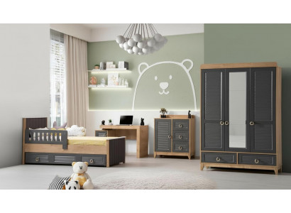 Komplett Kanner Miwwelen Kannerbett Holz Miwwel Set 4tlg Kannerzëmmer Gro