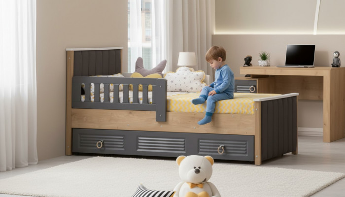 Bettgestell Kandebett Bett Kannerzëmmer Kannerzëmmermiwwelen Gro Holz