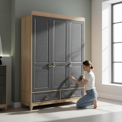 Kleederschaf Gro Holz Schaf Design Kannerzëmmer Kleederschief