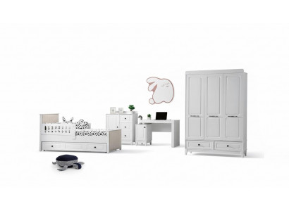 Modern komplett Jugendzëmmer Luxus Kannerzëmmer Set 4 Deeler a wäiss Faarf nei