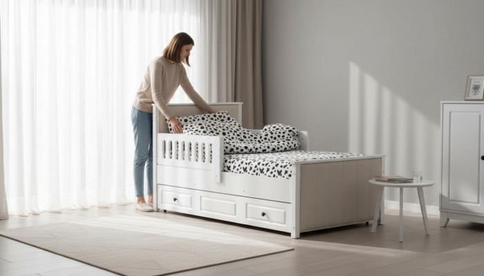 Kannapee Bett Holzbetts Funktionsbetts Ausziehbart Bett 200 Holz Wäiss