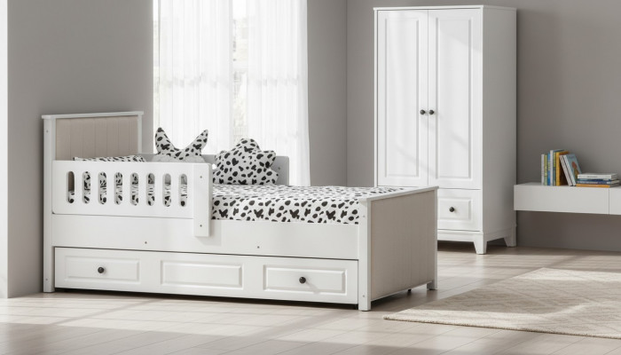 Kannapee Bett Holzbetts Funktionsbetts Ausziehbart Bett 200 Holz Wäiss