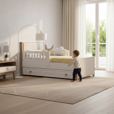 Betterahmen Kannerbett 200 cm Bett Kannerzëmmer Bettgestell Wäisst Holz