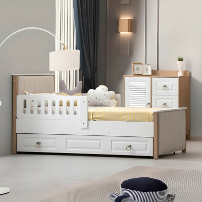 Betterahmen Kannerbett 200 cm Bett Kannerzëmmer Bettgestell Wäisst Holz
