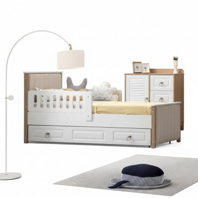 Betterahmen Kannerbett 200 cm Bett Kannerzëmmer Bettgestell Wäisst Holz
