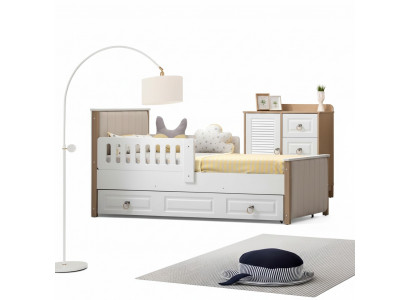 Betterahmen Kannerbett 200 cm Bett Kannerzëmmer Bettgestell Wäisst Holz