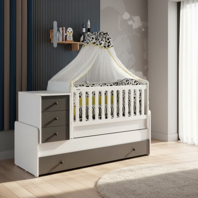 Modern Kannerbett Holzebett Funktiouns-Bett auszéierbart Bett 200 Holz Wäiss