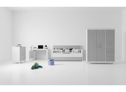 4-deel. Kannerzëmmer Ensemble: Komplettméibel-Set fir perfekt Ariichtung