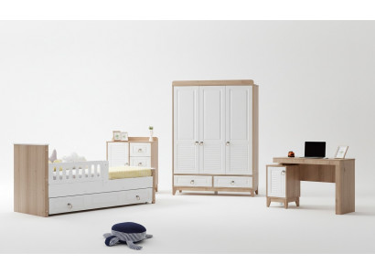 Luxuriéist Kannerzëmmer Set besteet aus Bett Schaf Komod Dësch 4tlg.