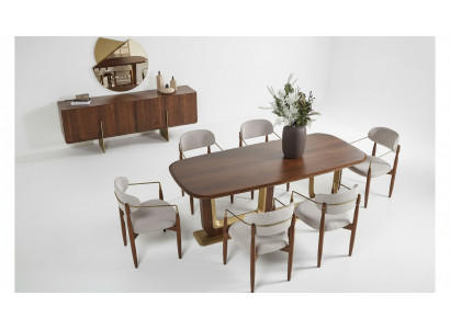Moderne Iesszëmmer Set besteet aus Iessdësch 6x Still Spigel Anriichtung