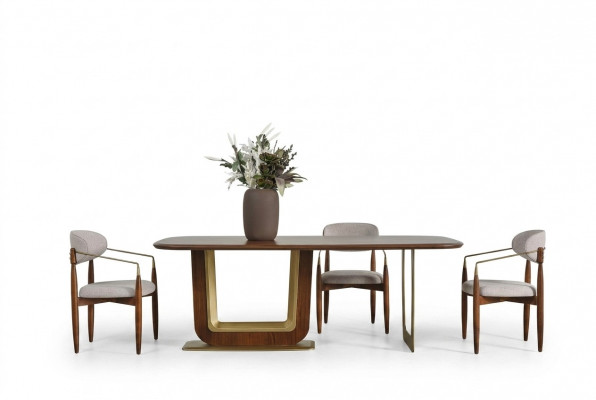 Modern Iesszëmmer Set Perfekte Iessdësch an 4x Still Brong Faarf 5tlg.