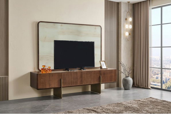 Luxuriéis Wunnzëmmer Set besteet aus TV Lowboard an TV Kader 2tlg. nei
