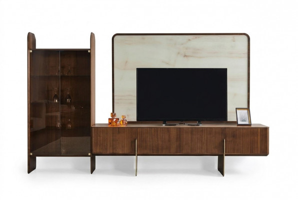 Wunnzëmmer Set Besteet aus Vitrine TV Lowboard an TV Kader 3tlg. nei