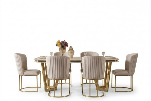 Iesszëmmer Set Besteet aus Design Iessdësch 4x Still a Schief 7-tlg.