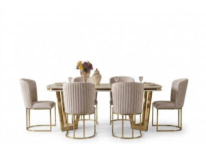 Iesszëmmer Set Besteet aus Design Iessdësch 4x Still a Schief 7-tlg.