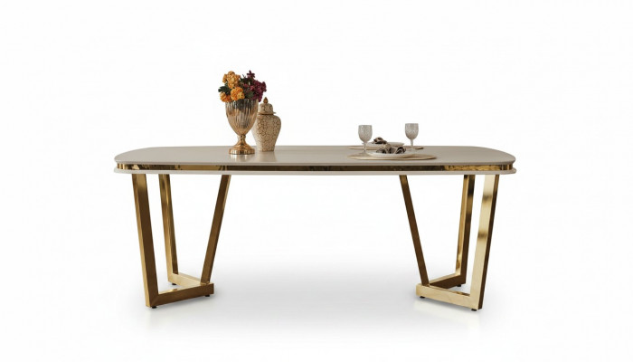 Iessdësch Iesszëmmer Holz Iessdëscher Stil Modern beige Design Edelstol