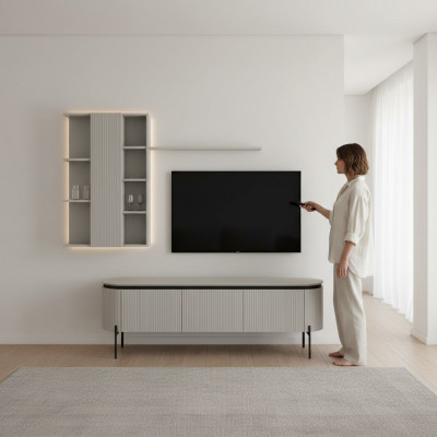 Perfekte Wunnzëmmer Set Besteet aus TV-Lowboard an Wandsschaf 2tlg.