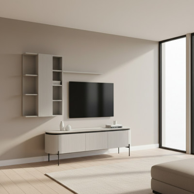 Perfekte Wunnzëmmer Set Besteet aus TV-Lowboard an Wandsschaf 2tlg.