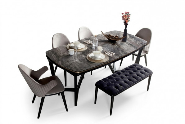 Luxuriéis Iesszëmmer Set besteet aus Iessdësch an 4x Stull Neiheet 5tlg.