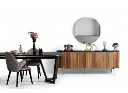 Luxuriéist Iesszëmmer Set Modern Besteet aus Schwaarz Kredenz an Spigel