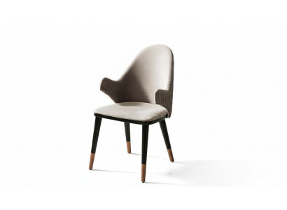Exklusiv Beige Stull mat Holz Schwaarz Féiss Design Iesszëmmer Neierung