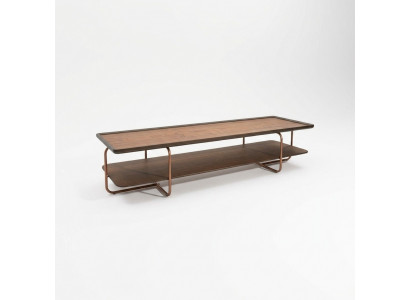 Braune Wunnzëmmert Holzcouchtisch Edelstolféiss Elegante Sofadësch