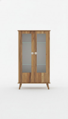Robust Holzvitrinn Designer 2-Dieren Glasvitrinn Glasschafstil Edel Miwwelen