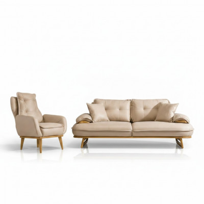Modern Canapé-Set Designer 3-Sëtzer Luxus Polstersessel 3+1 Set