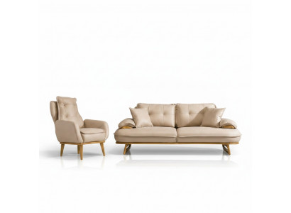 Modern Canapé-Set Designer 3-Sëtzer Luxus Polstersessel 3+1 Set