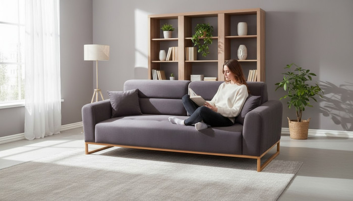 Braunen Polstersofa 3-Sëtzer Designer Wunnzëmmer Exklusiv Couch 3-er Sofa